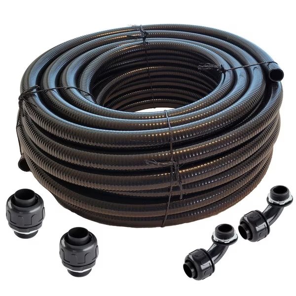 2 in. x 25 ft Black UL Listed Non-Metallic Flexible Liquid Tight Electrical Conduit with Fittings, Hydromaxx, Mfr#: LT200025FB